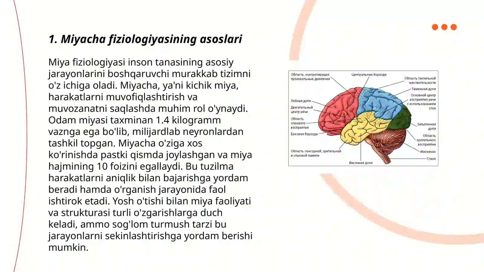 Miyacha fiziologiyasi va bazal o'zaklar fizialogiyasi 3