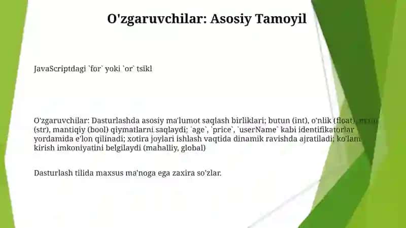 JavaScriptdagi `for` yoki `or` tsikl 3