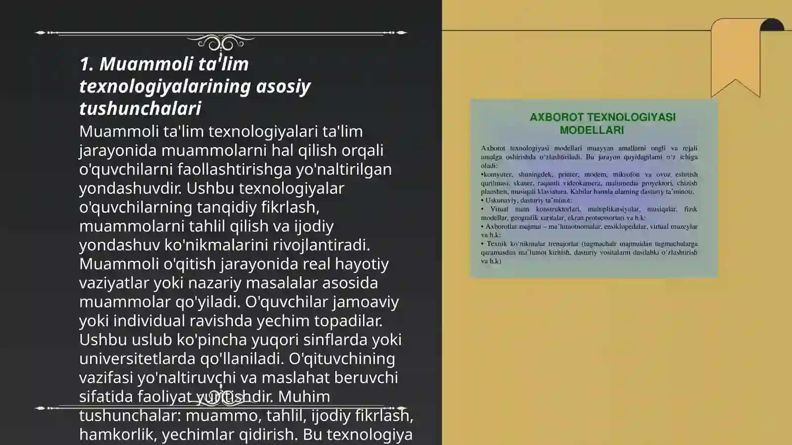 Muammoli ta‘lim texnologiyasining maqsad va vazifasi. Innovatsion texnologiyalar asosida iqtisodiy fanlarni o'qitish 3