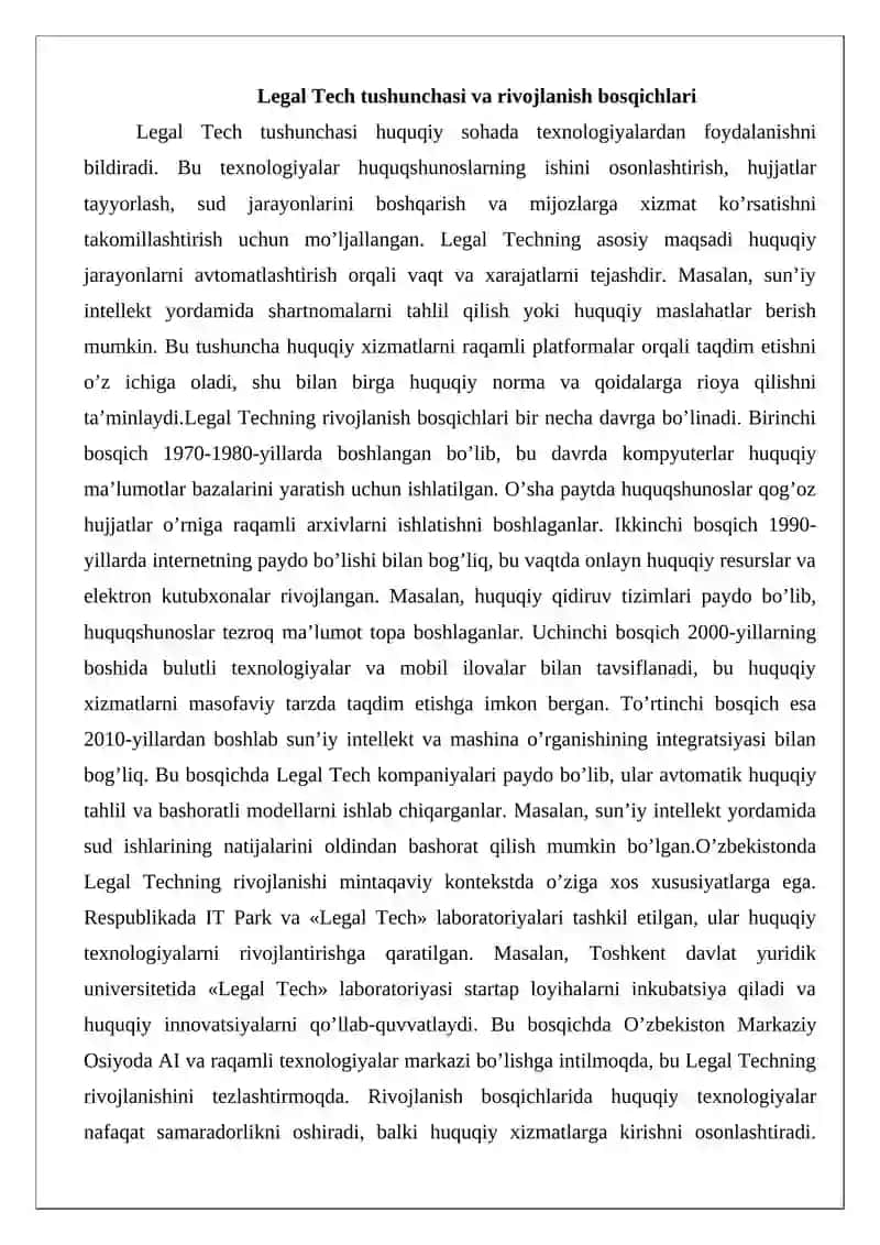 O’z-o’ziga huquqiy xizmat ko’rsatish “LEGAL TECH” axborot tizimidan foydalanish tartibi 3