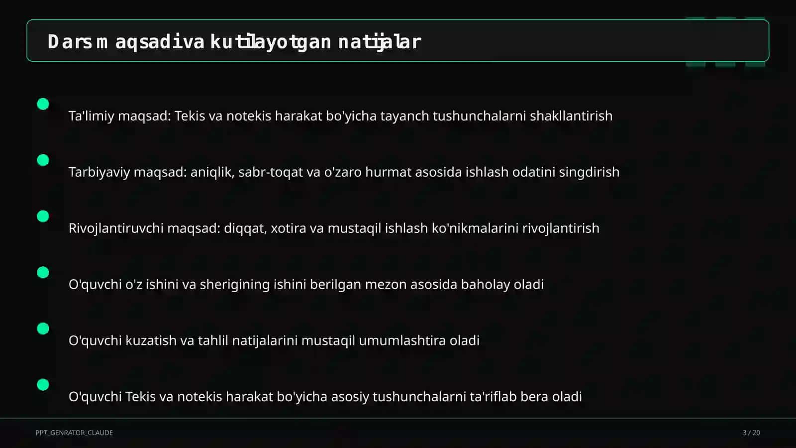 Tekis va notekis harakat (7-sinf) 3
