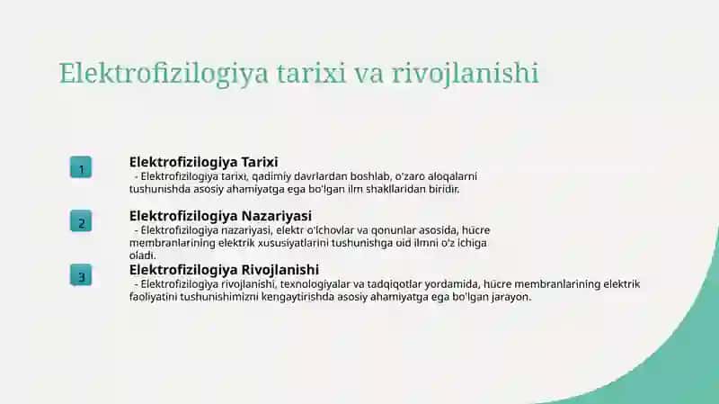 Bez to’qimasining elektrofizilogiyasi 3