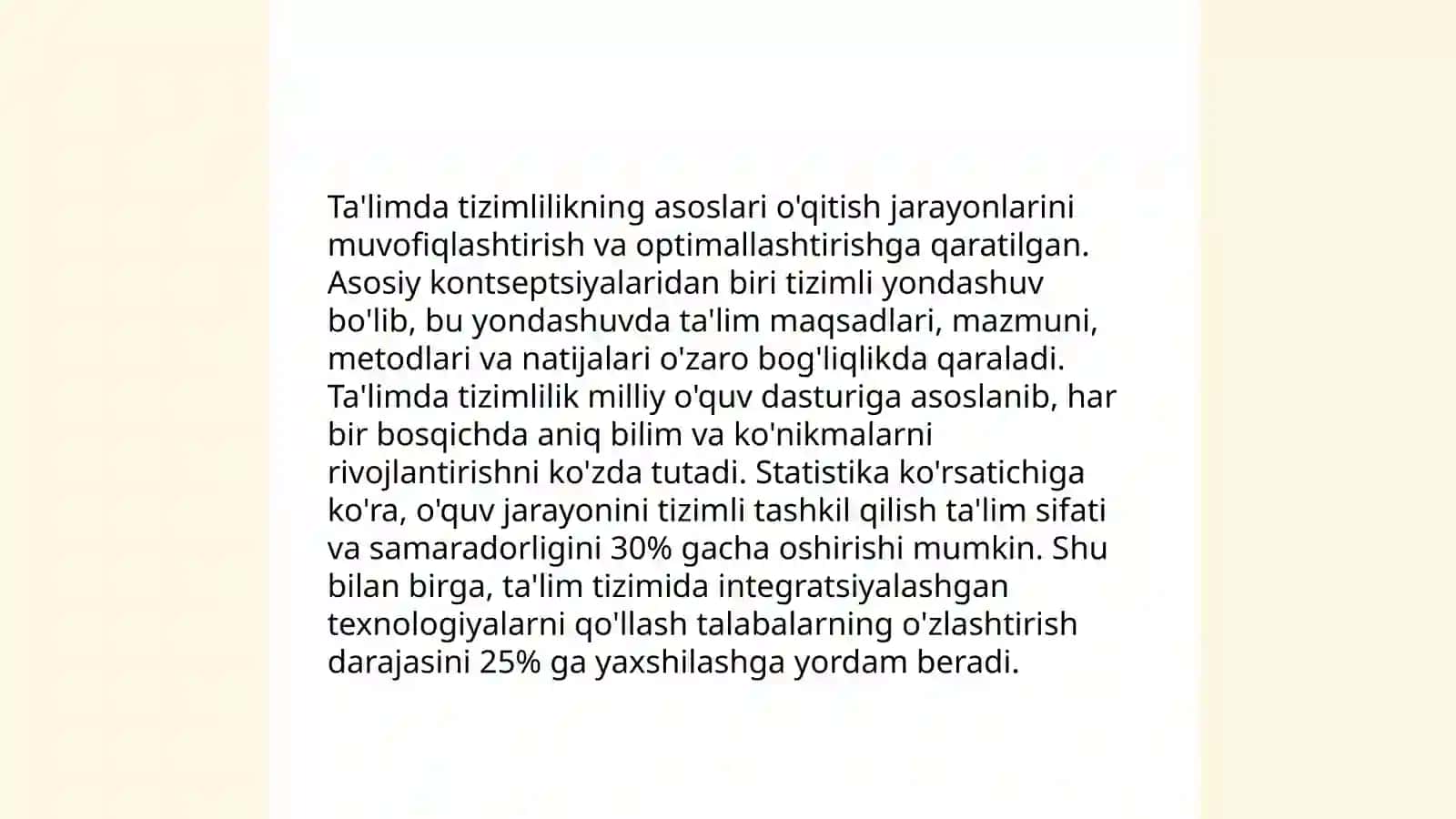 Ta'limning tizimlilik va izchillik prinsiplarini amalga oshirish qoidalari 3
