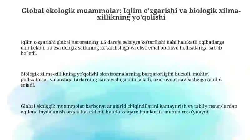 Global, mintaqaviy hamda mahalliy miqyosdagi ekologik muammolar 3