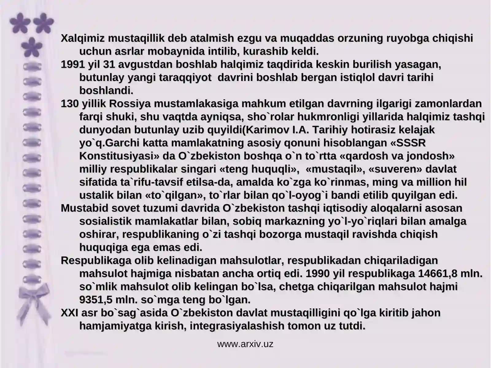 O`zbekiston jahon hamjamiyatiga qo’shilishi 3