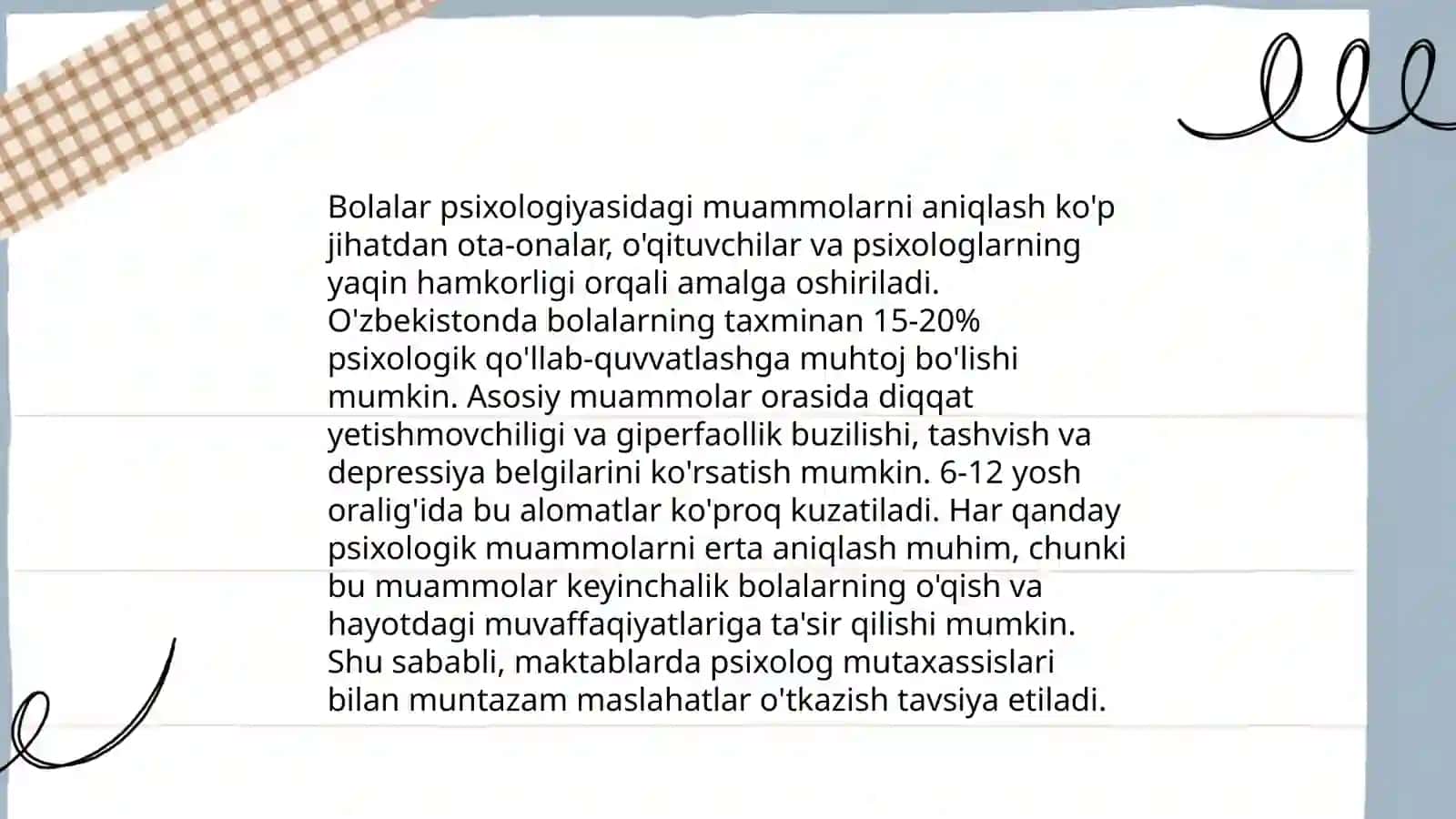 Bolalar psixologiyasi muommolarining o'rganish 3