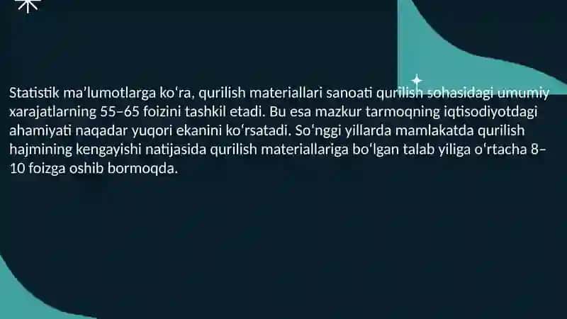 Qurilish materiallari sanoatini rivojlantirish xususiyatlari 3