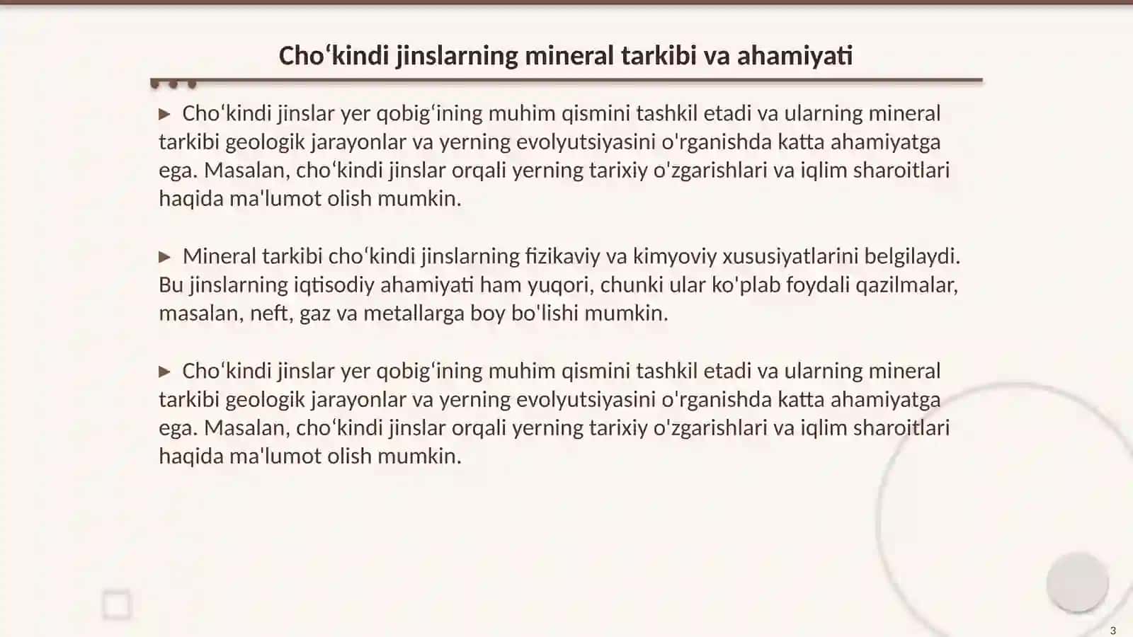 Choʻkindi jinslarning moddiy tarkibini oʻrganish usullari:Togʻ jinslarining mineral tarkibini aniqlash usullari 3