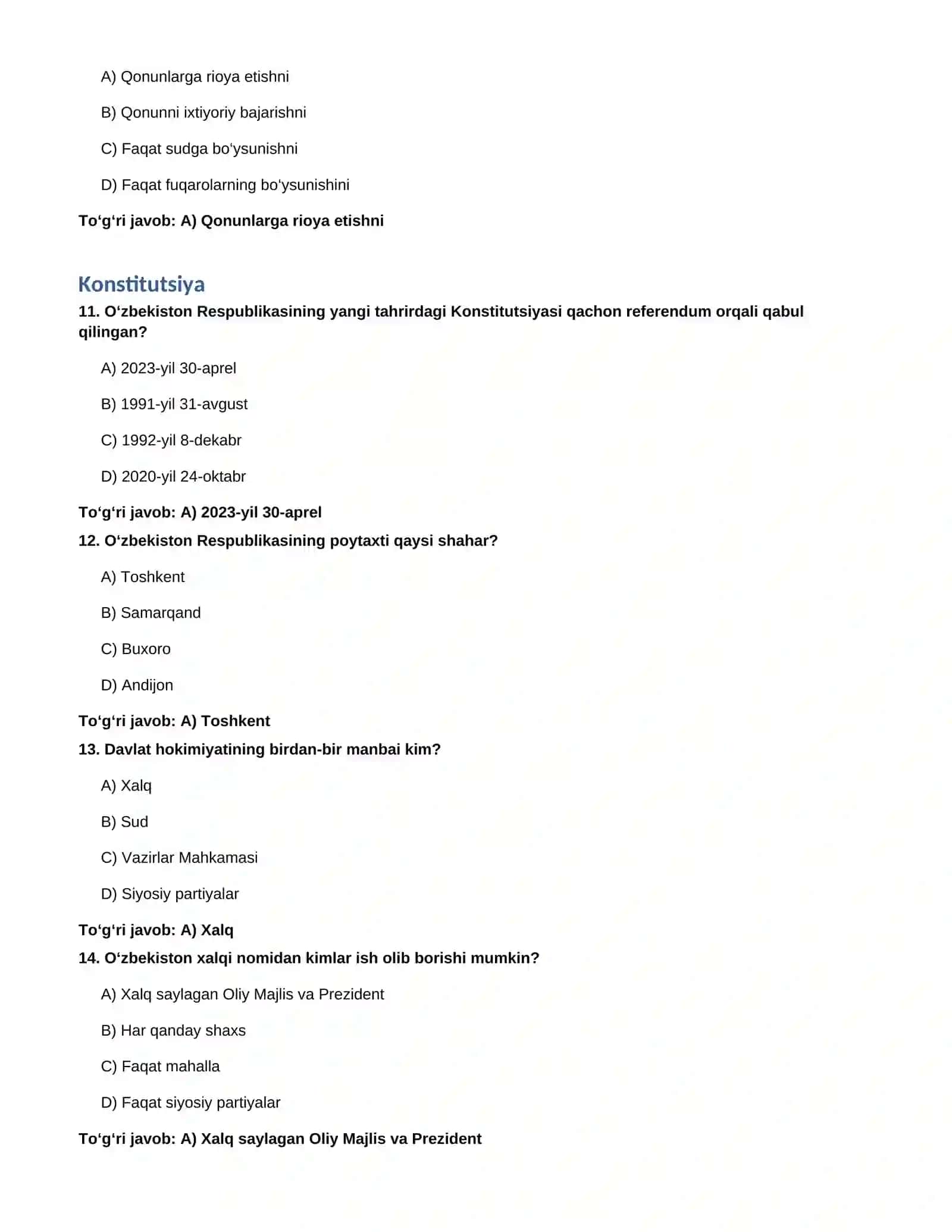 TDYUga kirish uchun 100 ta test savollari va javoblari 3