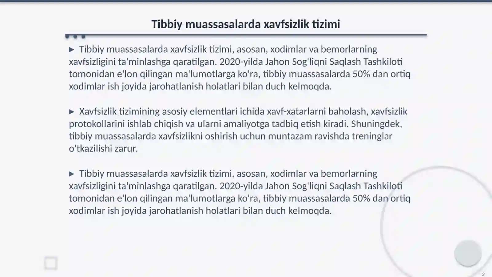 Tibbiy muassasalarda mexnat muhofazasi va tibbiy xavfsizlik 3