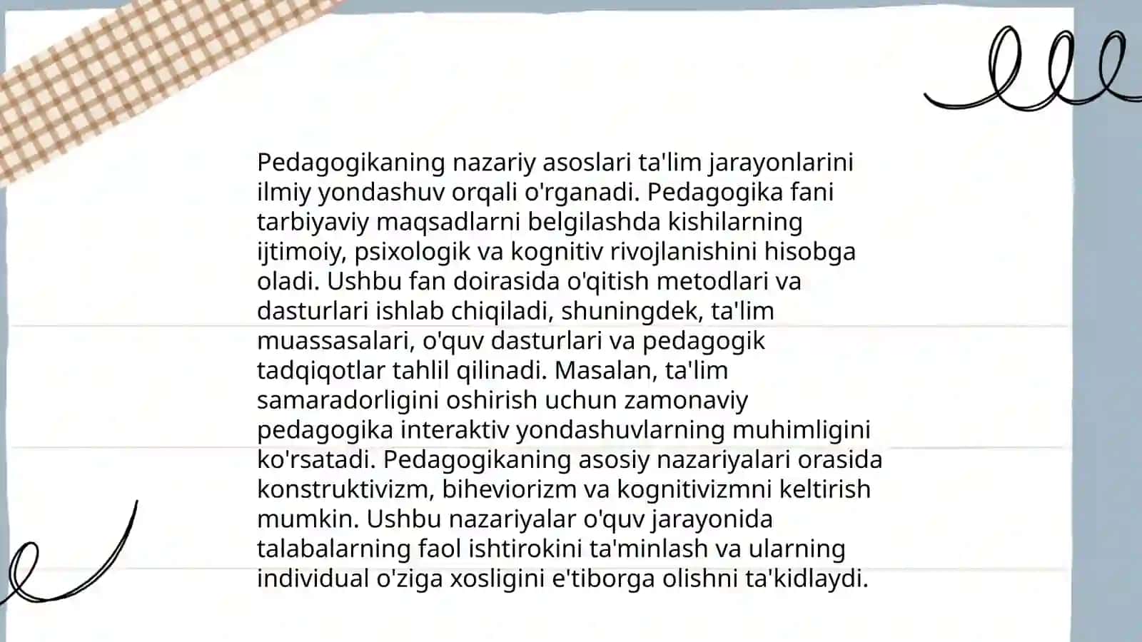 Pedagogik nazariyasi fanining mazmuni mohiyati va predmeti 3