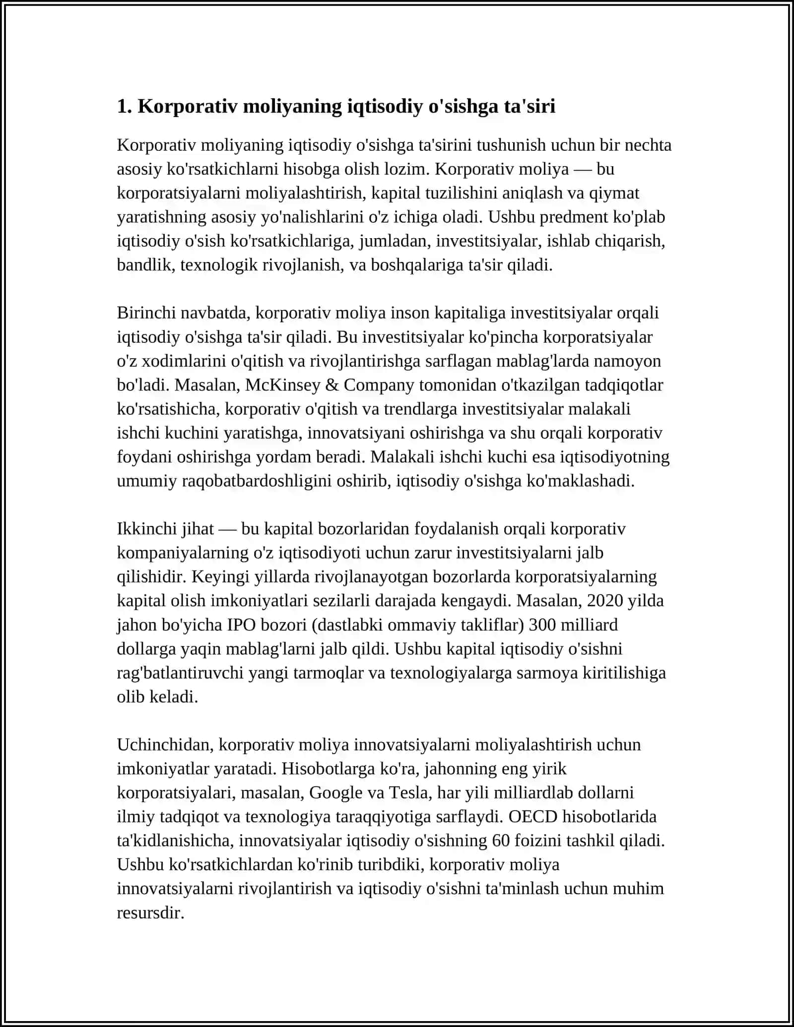 MOLIYA TIZIMINING MARKAZIY BO'G'INI SIFATIDA KORPARATIV MOLIYANI O'RNI 3