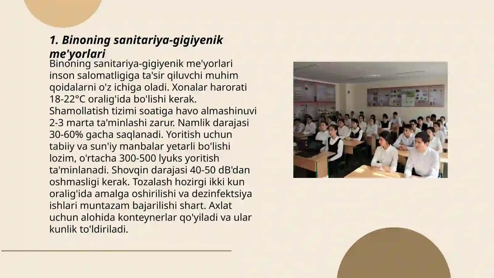 Umumta’lim maktablariga bo‘lgan umumiy gigiyenik talablar 3