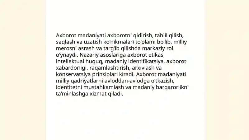 Axborot madaniyatida milliy meros va maʼnaviy qadriyatlarning oʻrni 3