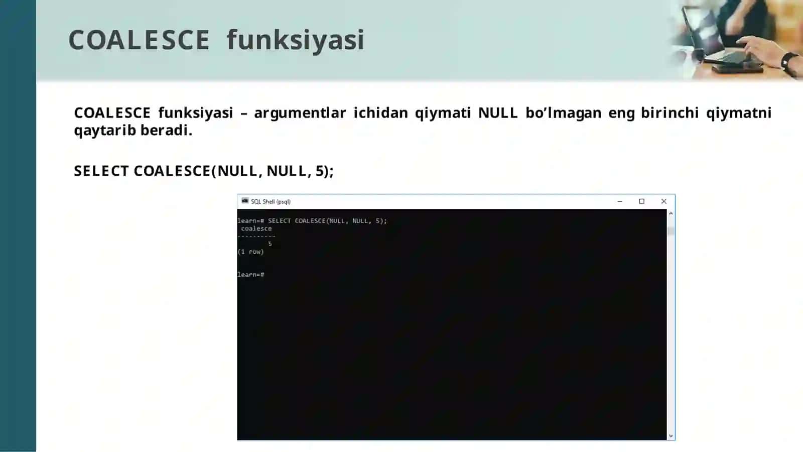 SQLdabo‘shqiymatlarvaData Types 3