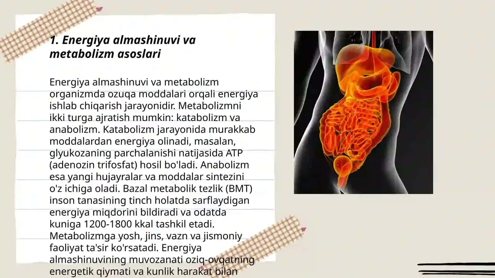 Metabolizm jarayonida energiya hosil bõlishi va sarflanishi 3