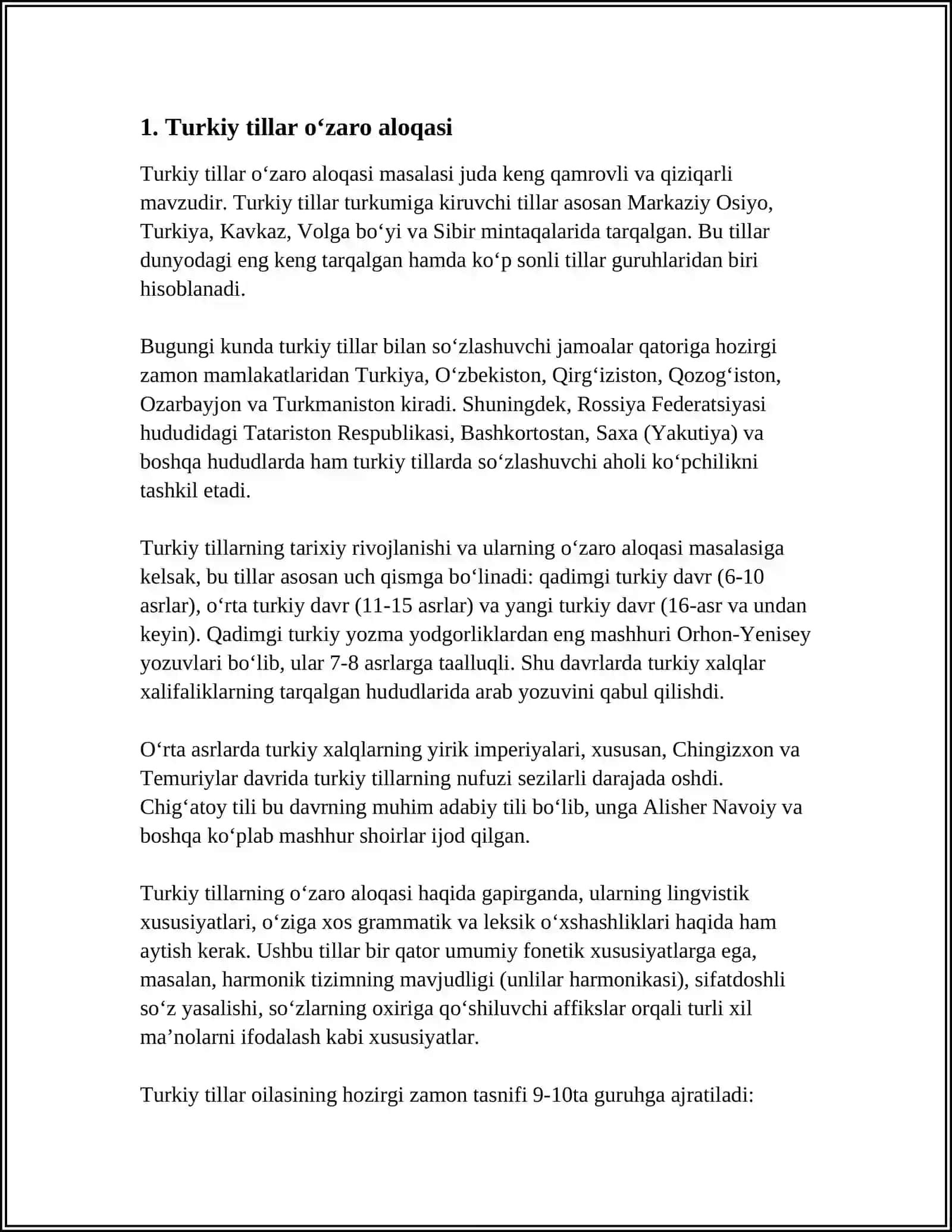 O‘ZBEK TILIDA VA SIGARMONISTIK VARIANTLILIKNI HISOBGA OLMAGANDA UYG‘UR, TURKMAN, QORAQALPOQ, QOZOQ VA QIRG‘IZ MATNLARIDA UMUMIY SO‘ZLAR 3