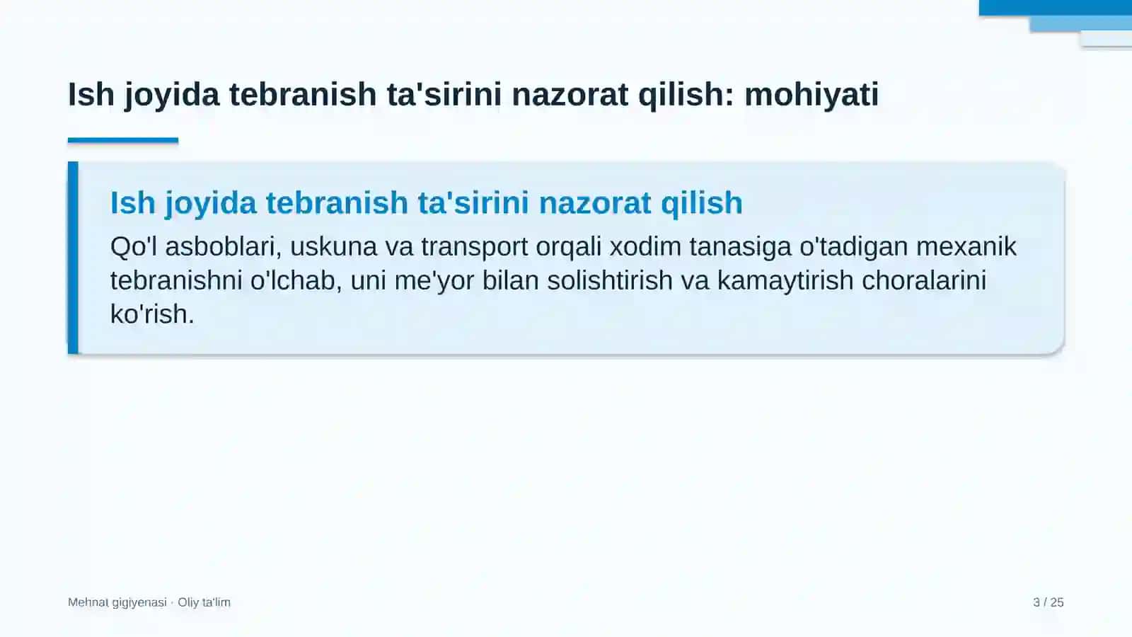 Yoqilg'i quyish shoxobchalarida ish joyida tebranish ta'sirini nazorat qilish 3