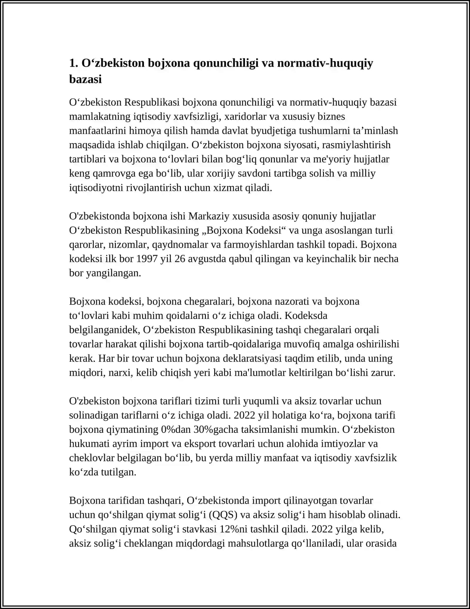 OʻZBEKISTON RESPUBLIKASINING BOJXONA SIYOSATI 3