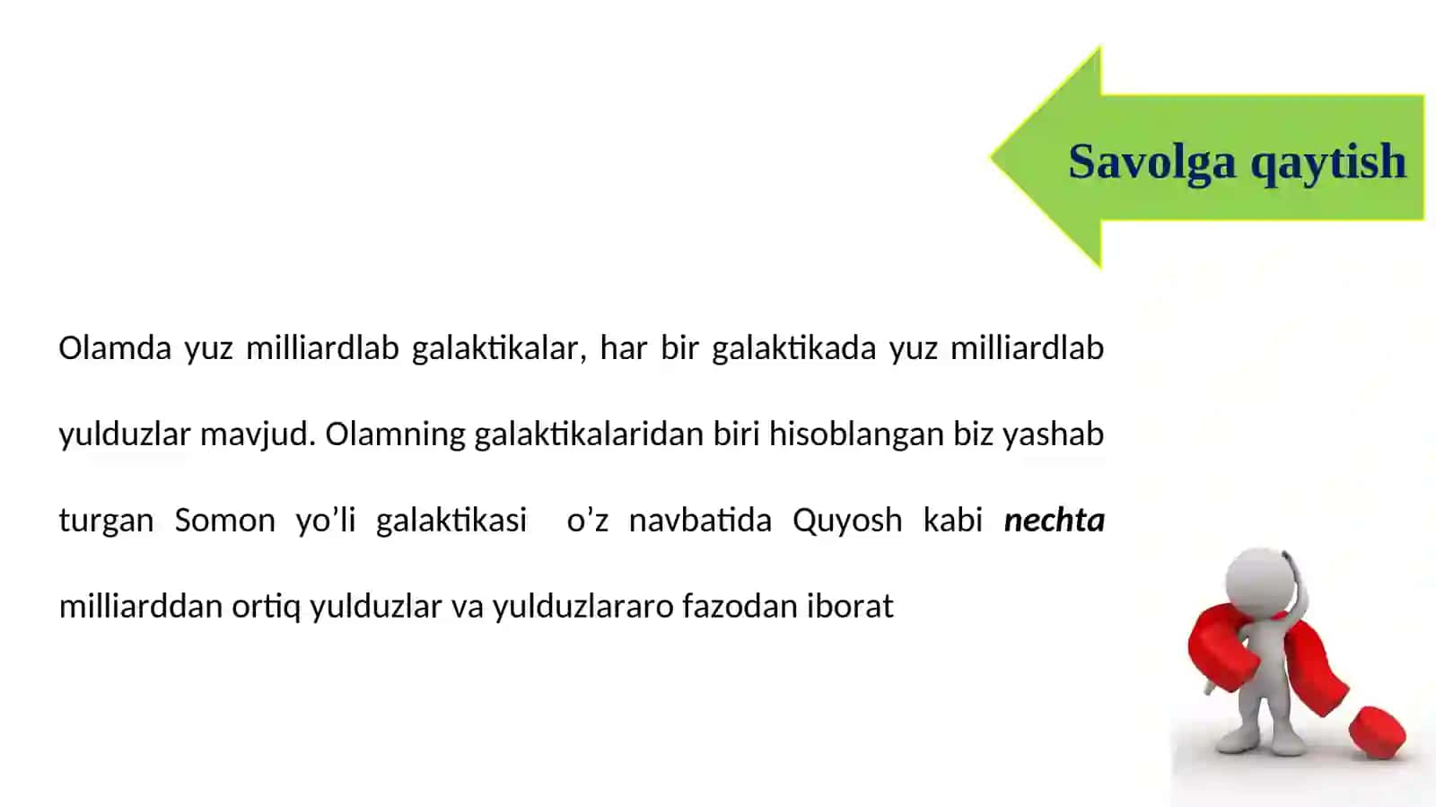 Yer sharining koinotda tutgan o‘rni. Osmon yoritgichlari haqida tushuncha. Quyosh tizimi 3
