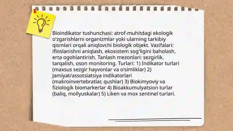 Ekologik monitoringda bioindikatsiyadan foydalanish 3