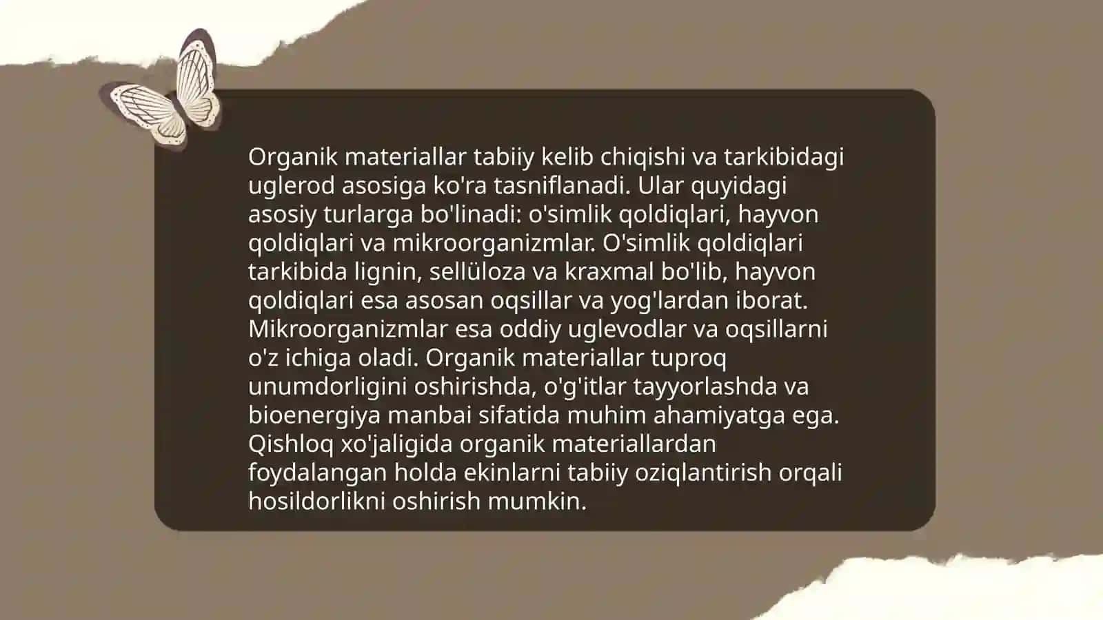Organik brikmalarning qaytarilishi 3