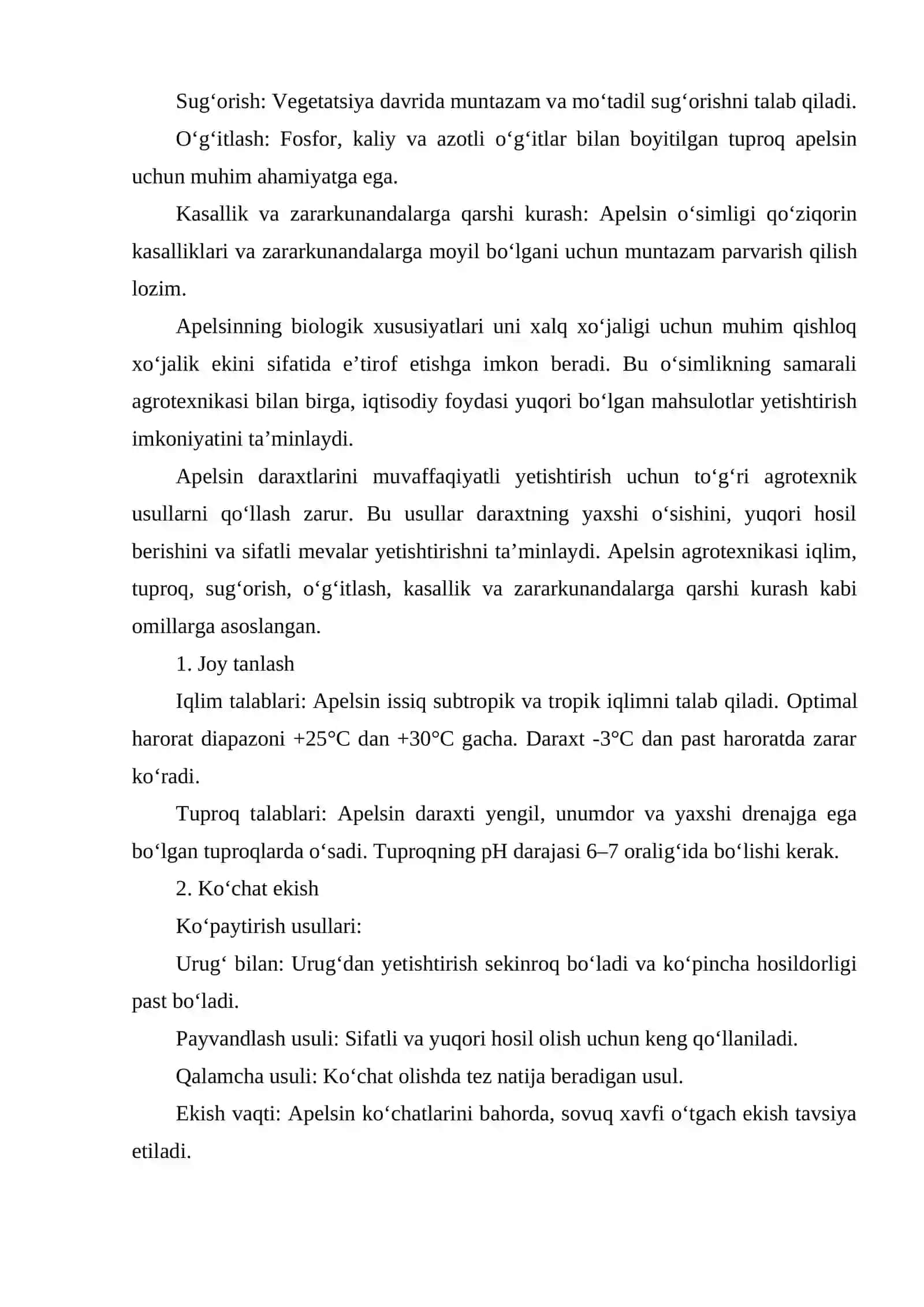 APELSIN O'SIMLIGINING XALQ XO'JALIGIDAGI AHAMIYATI 3