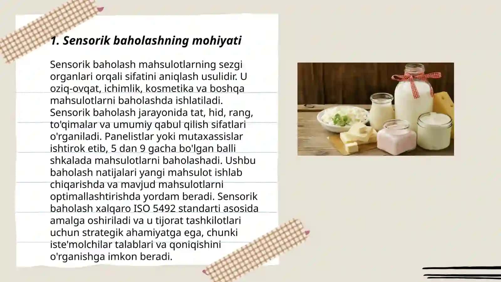 Sut va sut mahsulotlariga sensorik baho berish 3