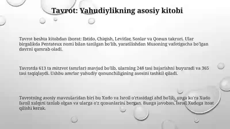 Yahudiylik taʼlimoti va muqaddas kitobi 3