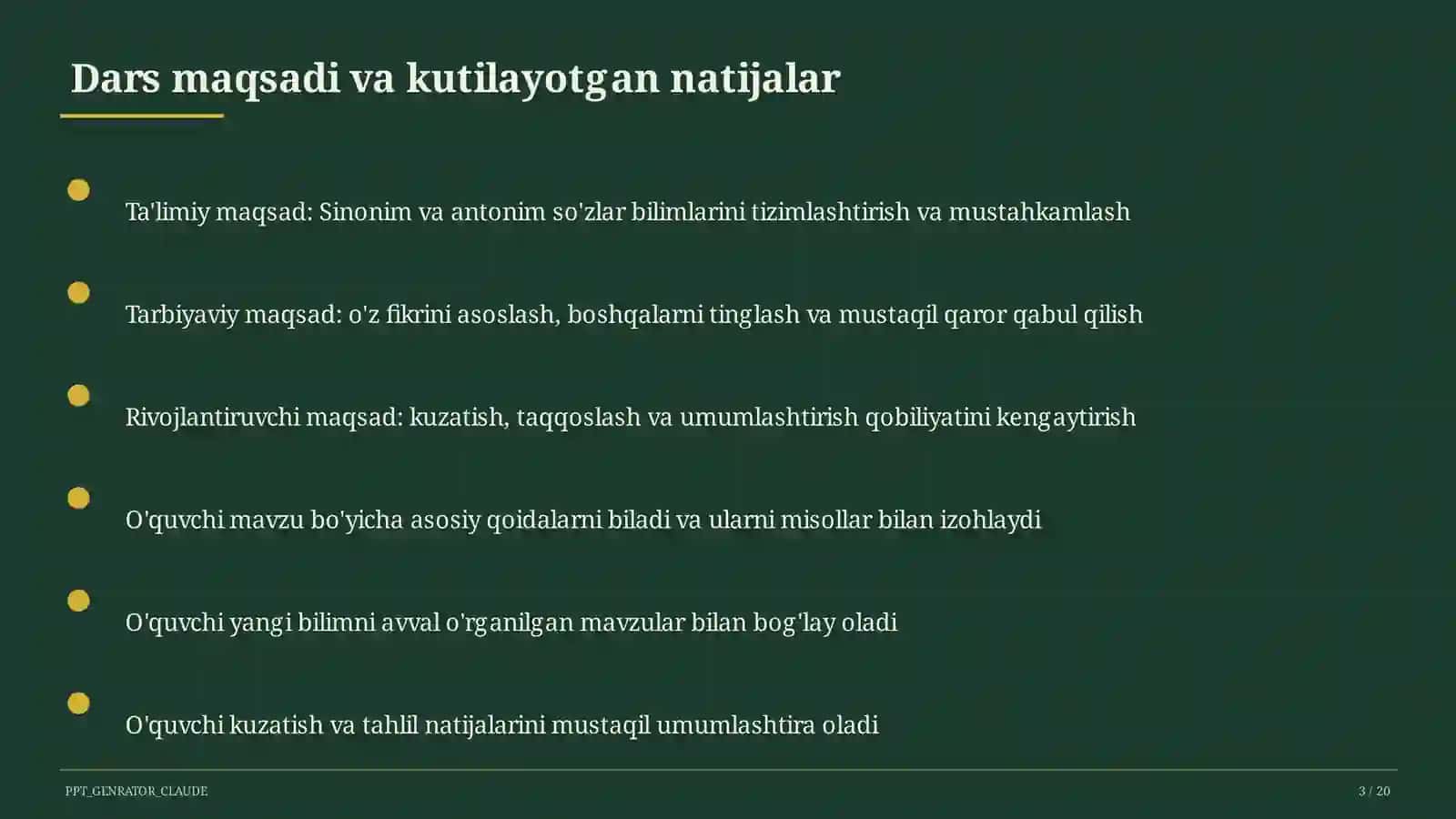 Sinonim va antonim so'zlar (3-sinf) 3