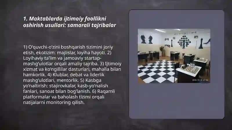 Umumta'lim maktablari oʻquvchi-yoshlarning ijtimoiy faolligini oshirish usullari,ularni kasbga yoʻnaltirish 3