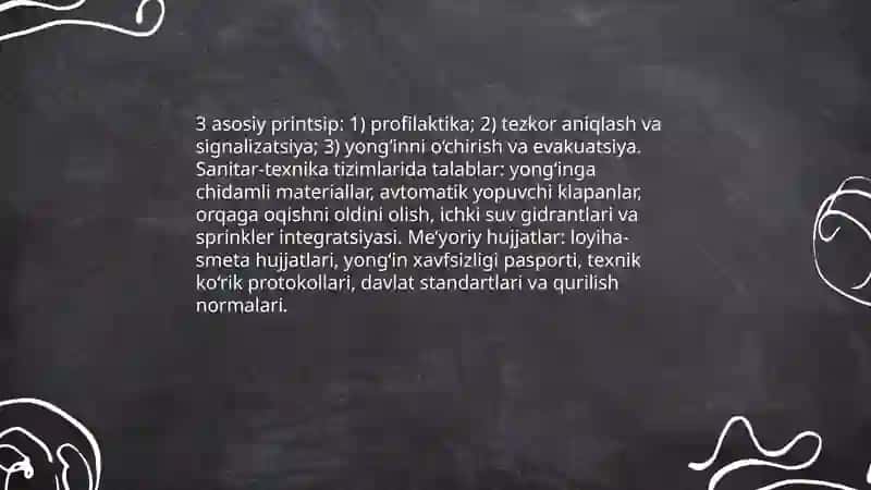 Sanitar-texnika tizimlarida yong‘in xavfsizligi 3