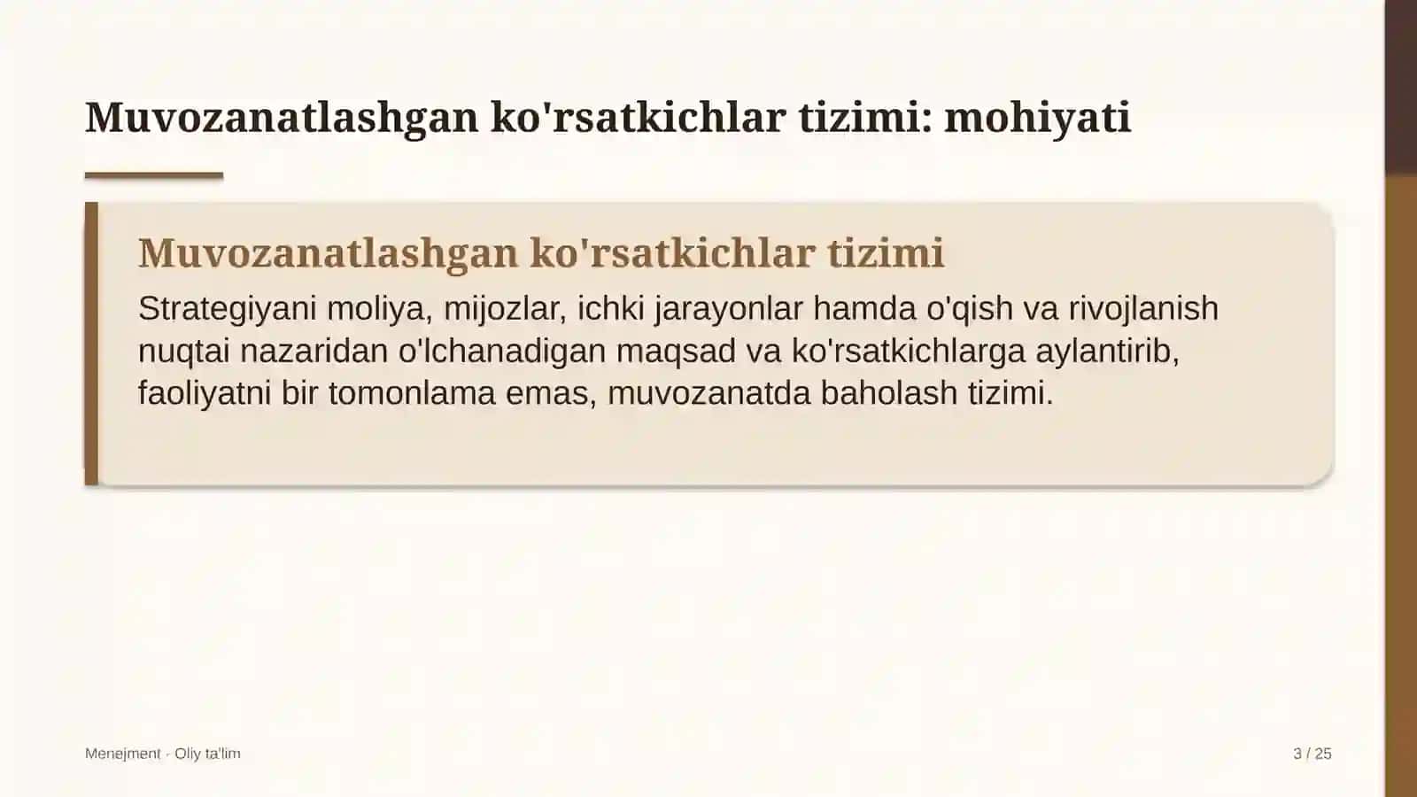 Endokrinologiya dispanserlarida muvozanatlashgan ko'rsatkichlar tizimi 3