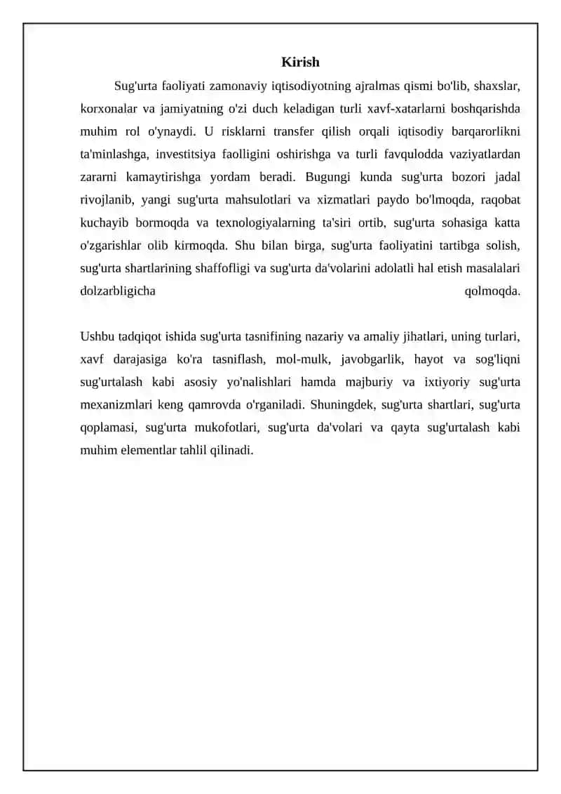Sug'urtani klassifikatsiyalash 3