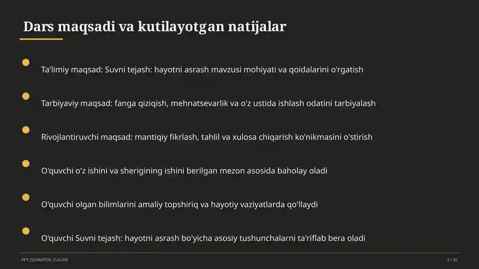 Suvni tejash: hayotni asrash 3