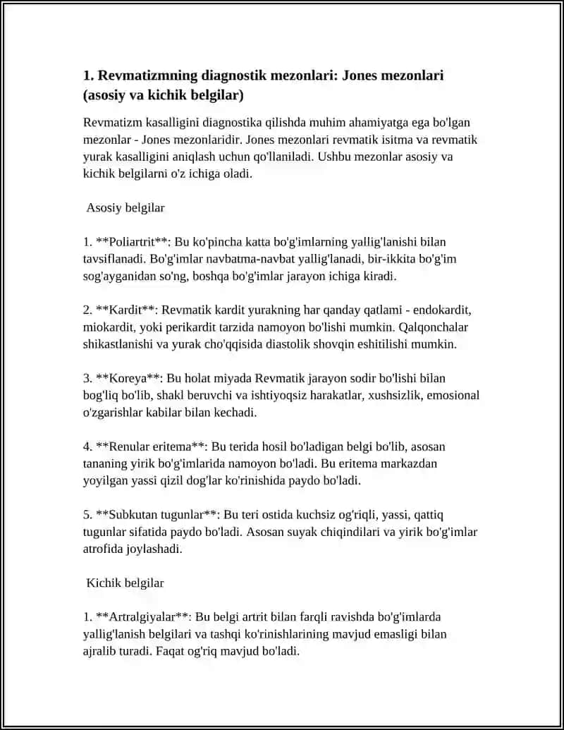 REVMATIZM VA REVMATOIDLI ARTRIT KASALLIKLARINING DIAGNOSTIK MEZONLARI 3