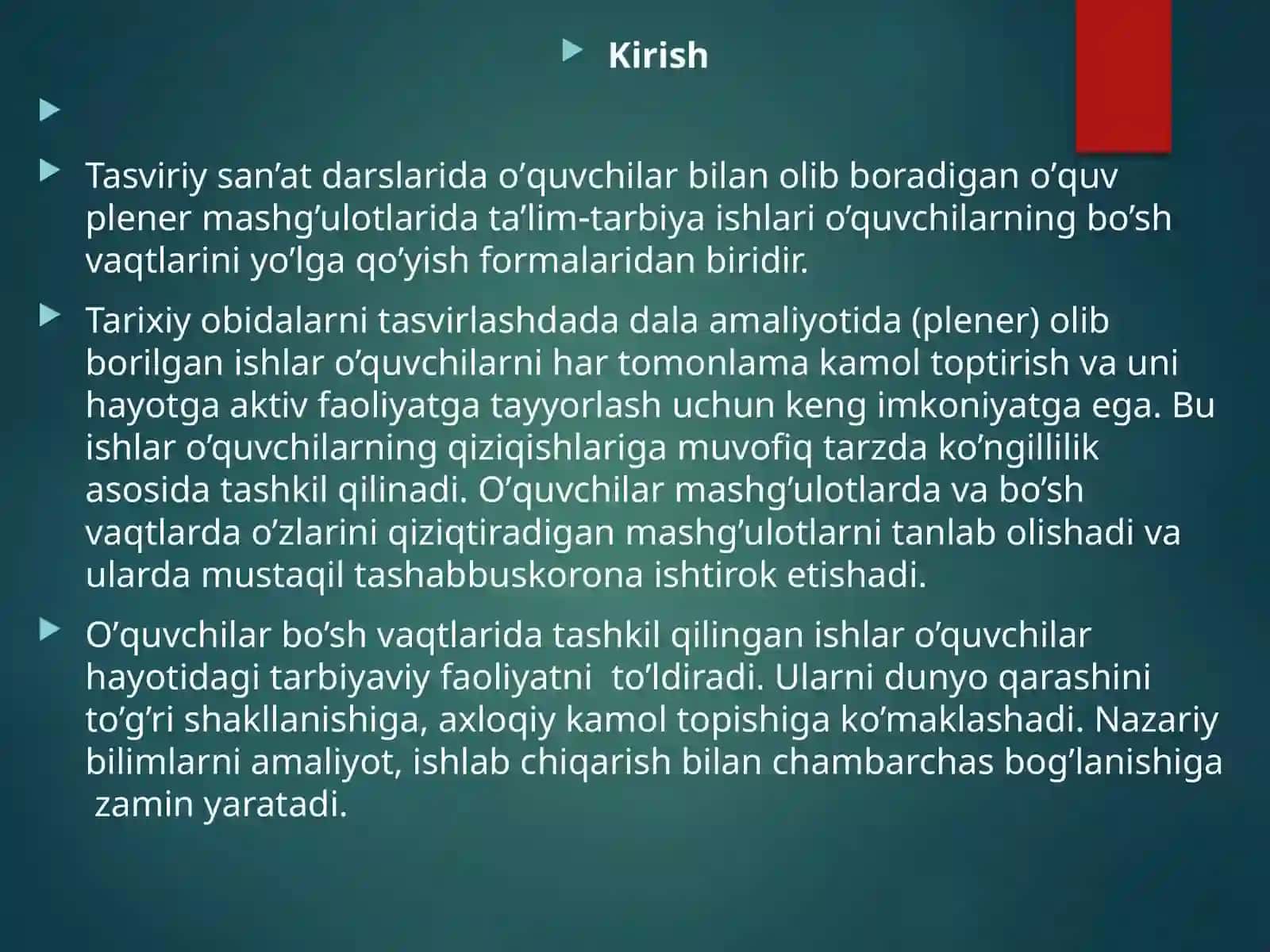 Tasviriy san’at mashg’ulotlarida tarixiy obidalarni tasvirlashga o’rgatish usullari.pptx 3