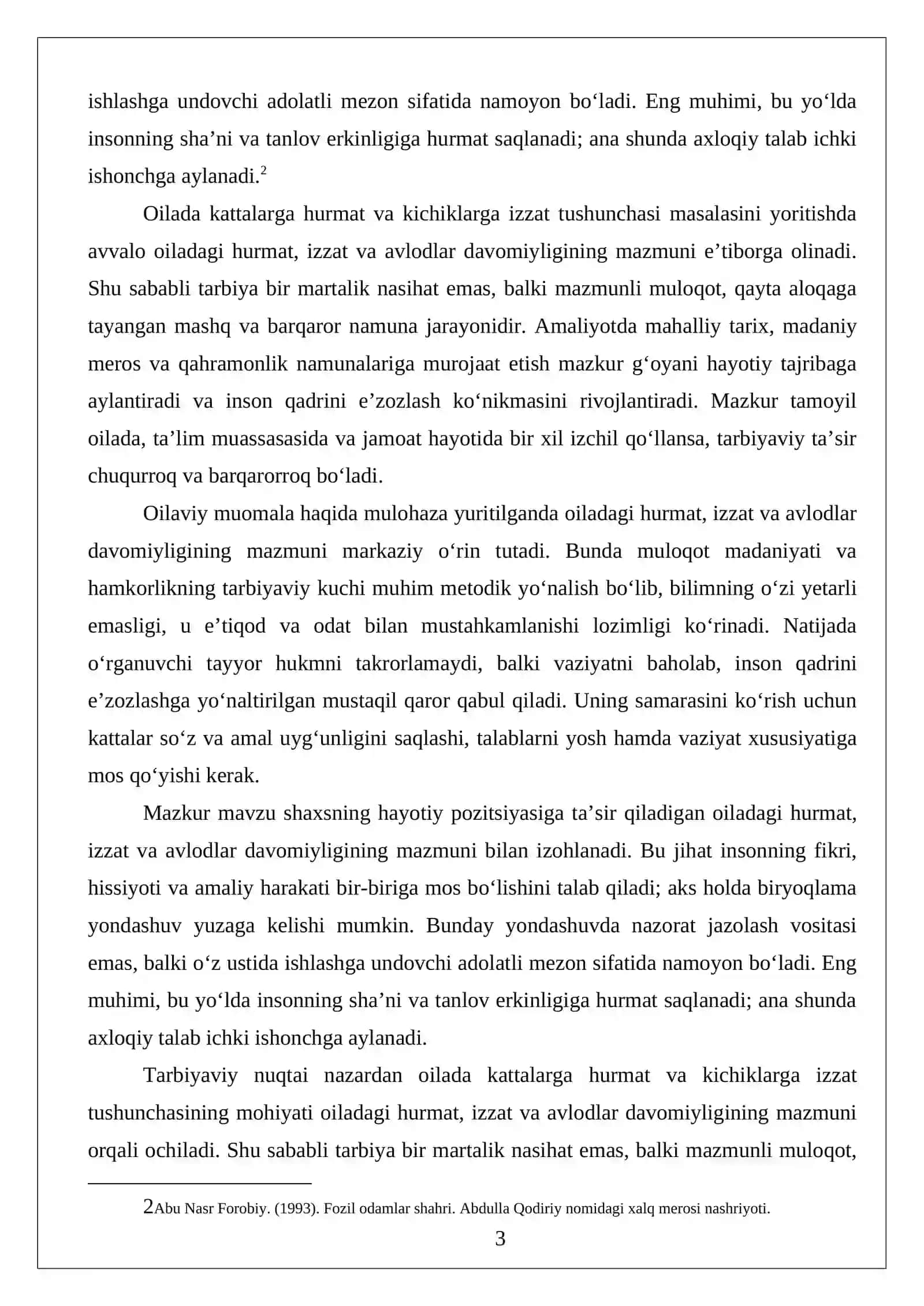 Oilada kattalarga hurmat va kichiklarga izzat tushunchasi 3