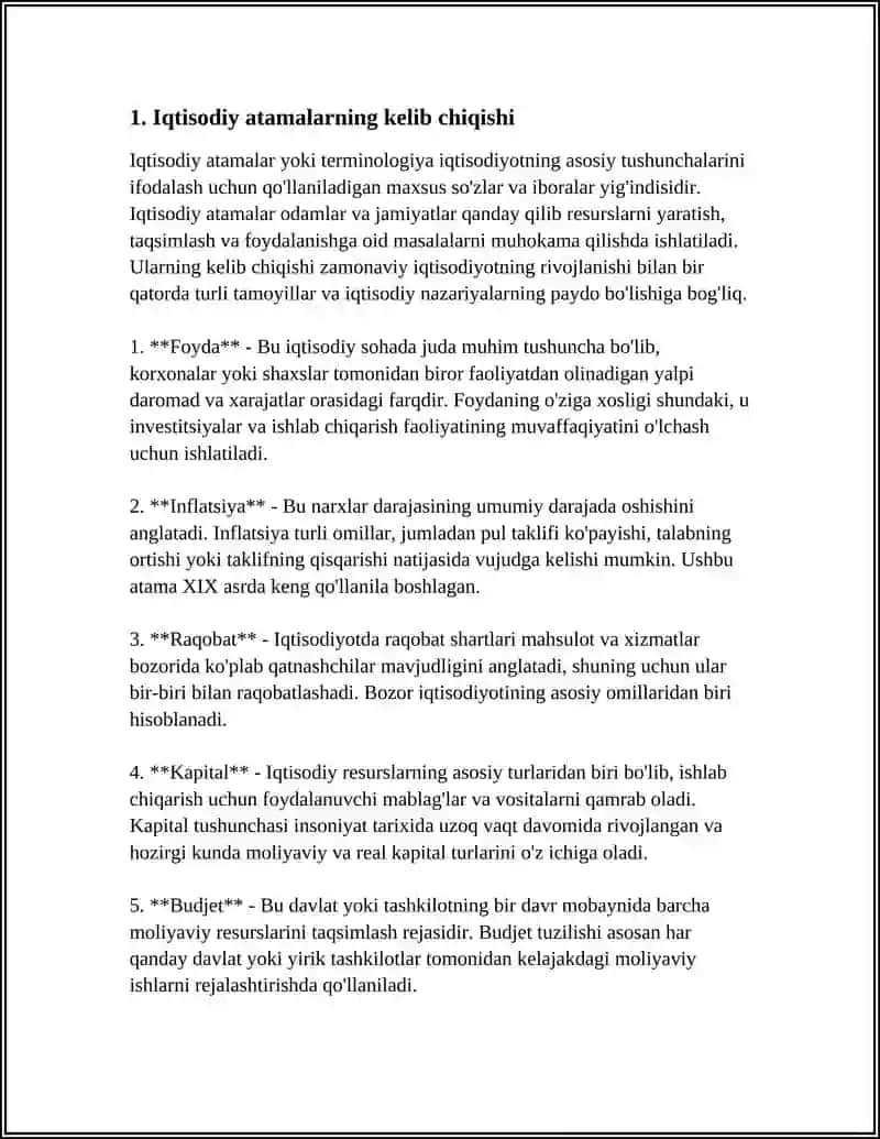 IQTISODIY TERMINLARNI TO'PLASH VA IZOHLASH 3