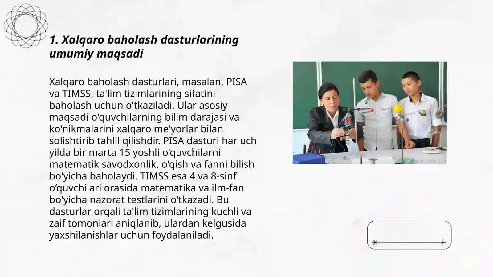 Xalqaro baholash dasturlarining maqsadi, mazmun sohalari hamda topshiriqlari ularni baholash mezonlari 3