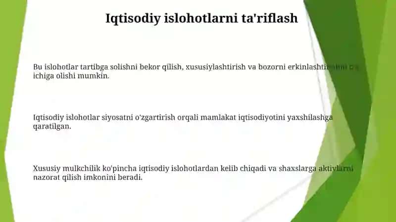 Iqtisodiy islohatlar xususiy mulkning shakllanishi 3