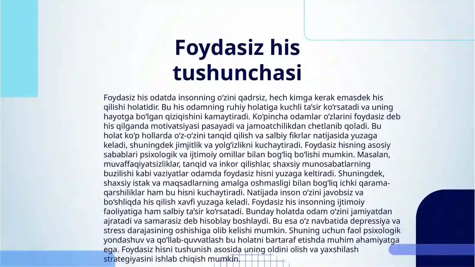 O'ZINI FOYDASIZ HIS QILISH METODIKA 3