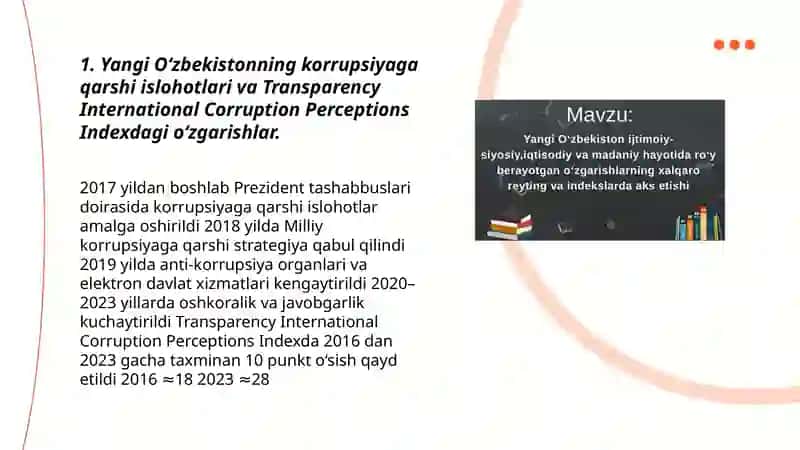 Yangi O‘zbekiston ijtimoiy-siyosiy, iqtisodiy va madaniy hayotida ro‘y berayotgan o‘zgarishlarning xalqaro reyting va indekslarda aks etishi 3