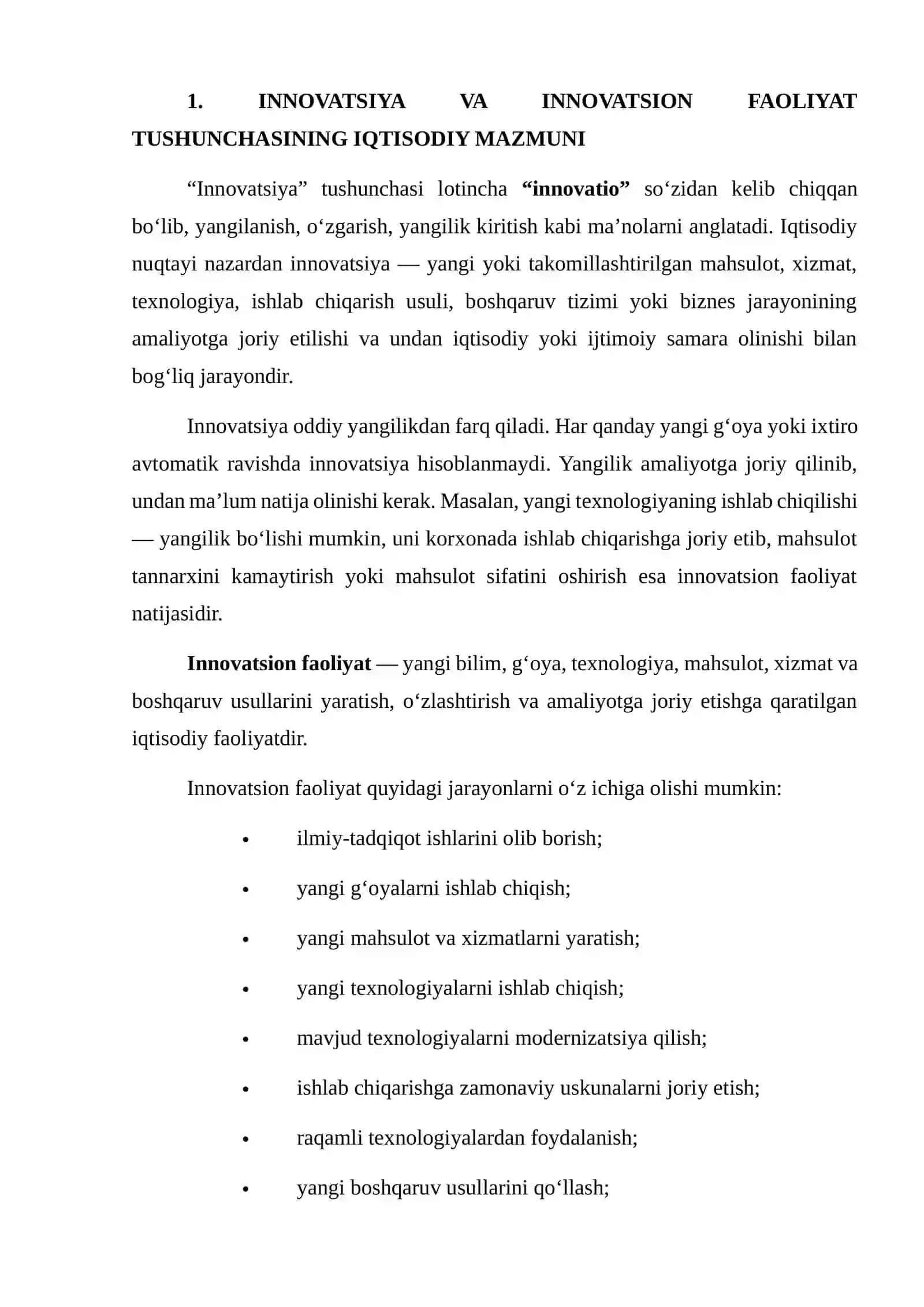 IQTISODIY INNOVATSION FAOLIYATNING O‘ZIGA XOS XUSUSIYATLARI 3