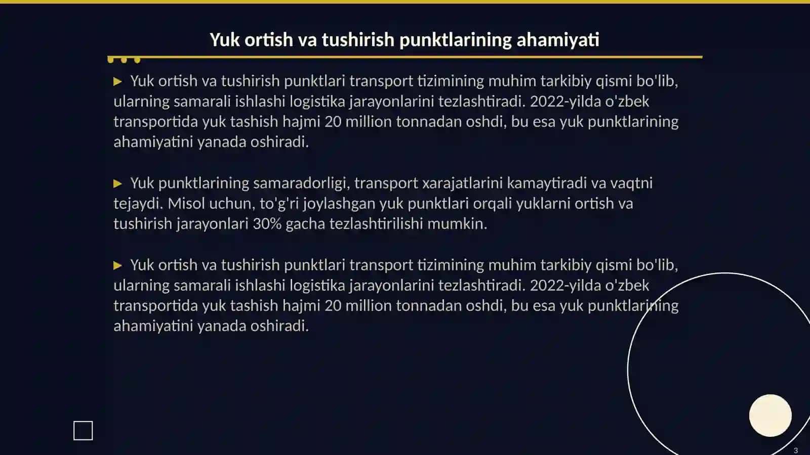 Avtomobillarning yuk ortish va tushirish punktlarida turish vaqti 3