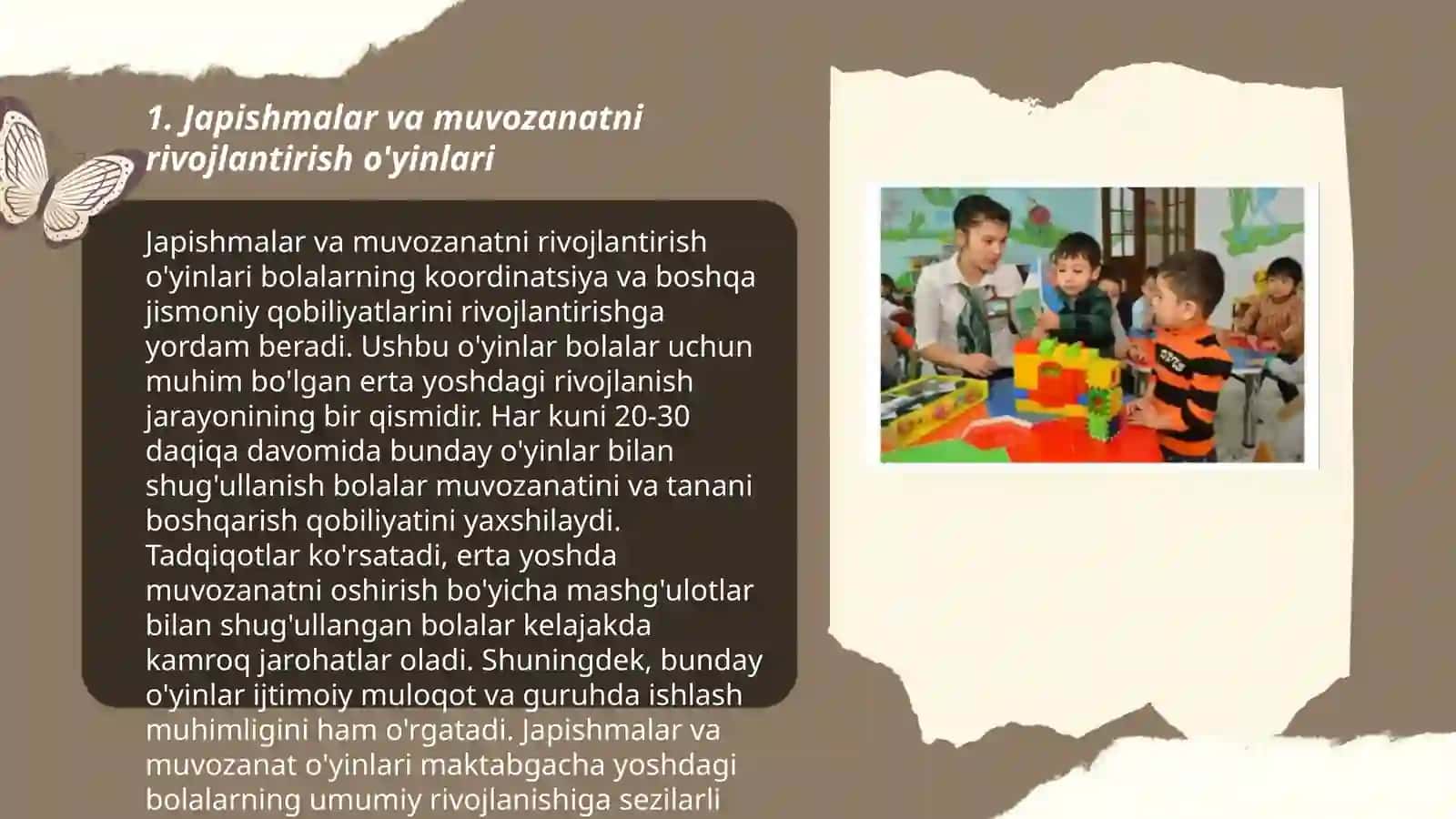 Japishmalar va muvozanatni rivojlantirish o'yinlari 3