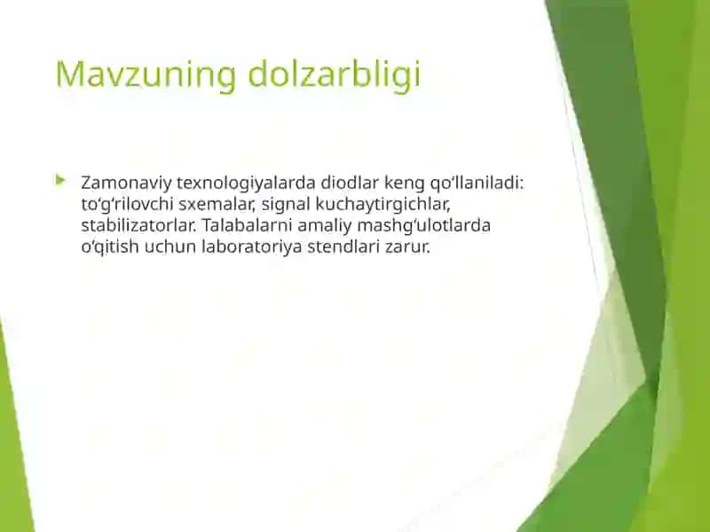 Yarimo‘tkazgichli diodlarni tadqiq etish laboratoriya stendini yaratish 3