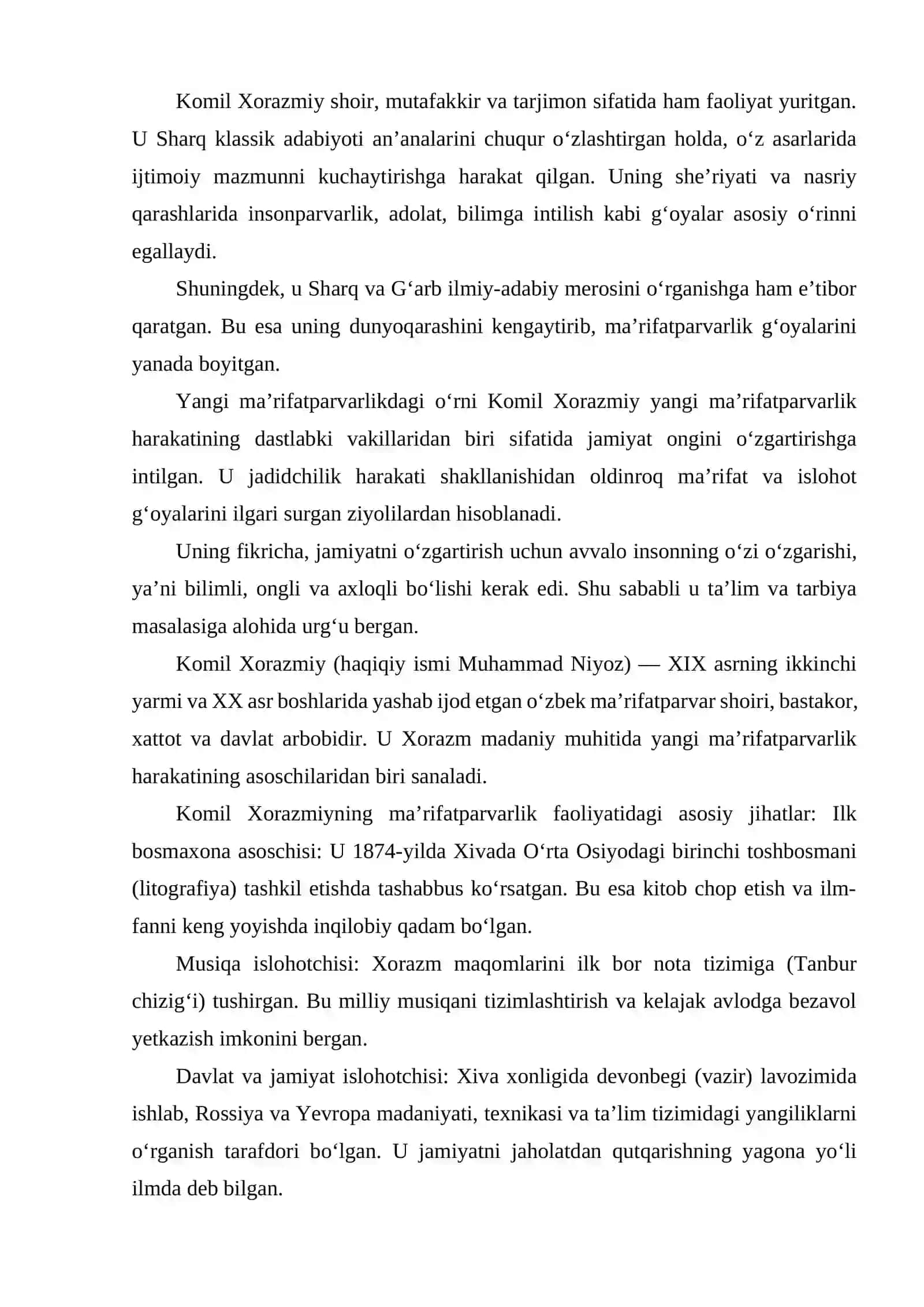 KOMIL XORAZMIY YANGI MAʼRIFATPARVARLIK NAMOYONDASI 3
