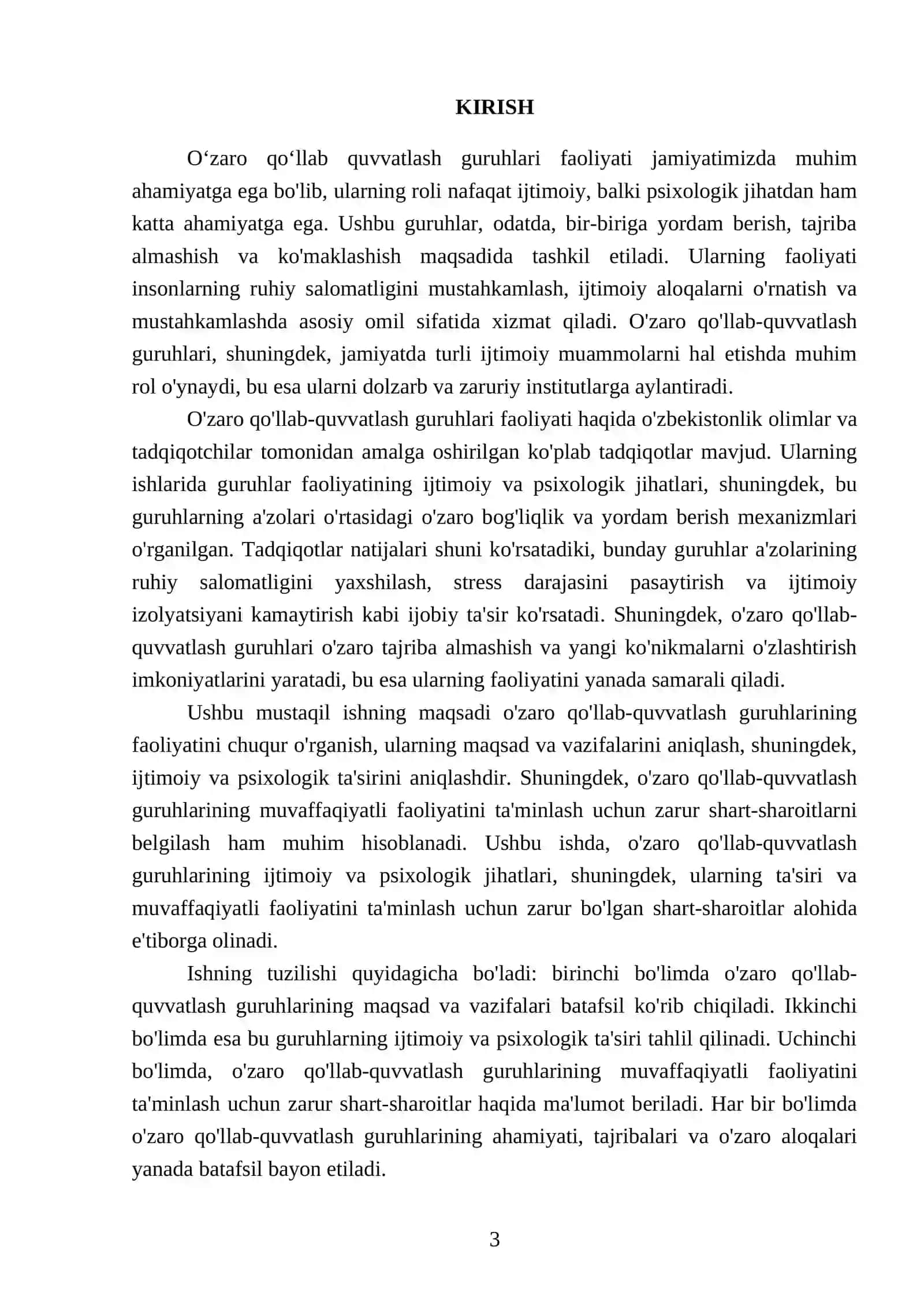 Oʻzaro qoʻllab quvvatlash guruhlari faoliyati 3