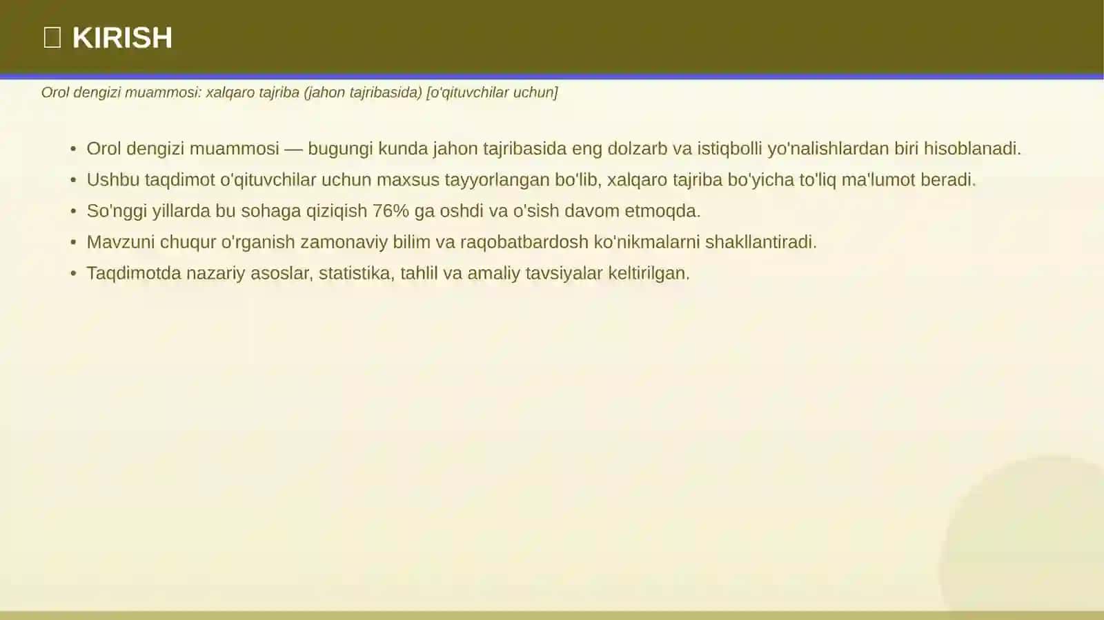 Orol Dengizi Muammosi: Xalqaro Tajriba 3